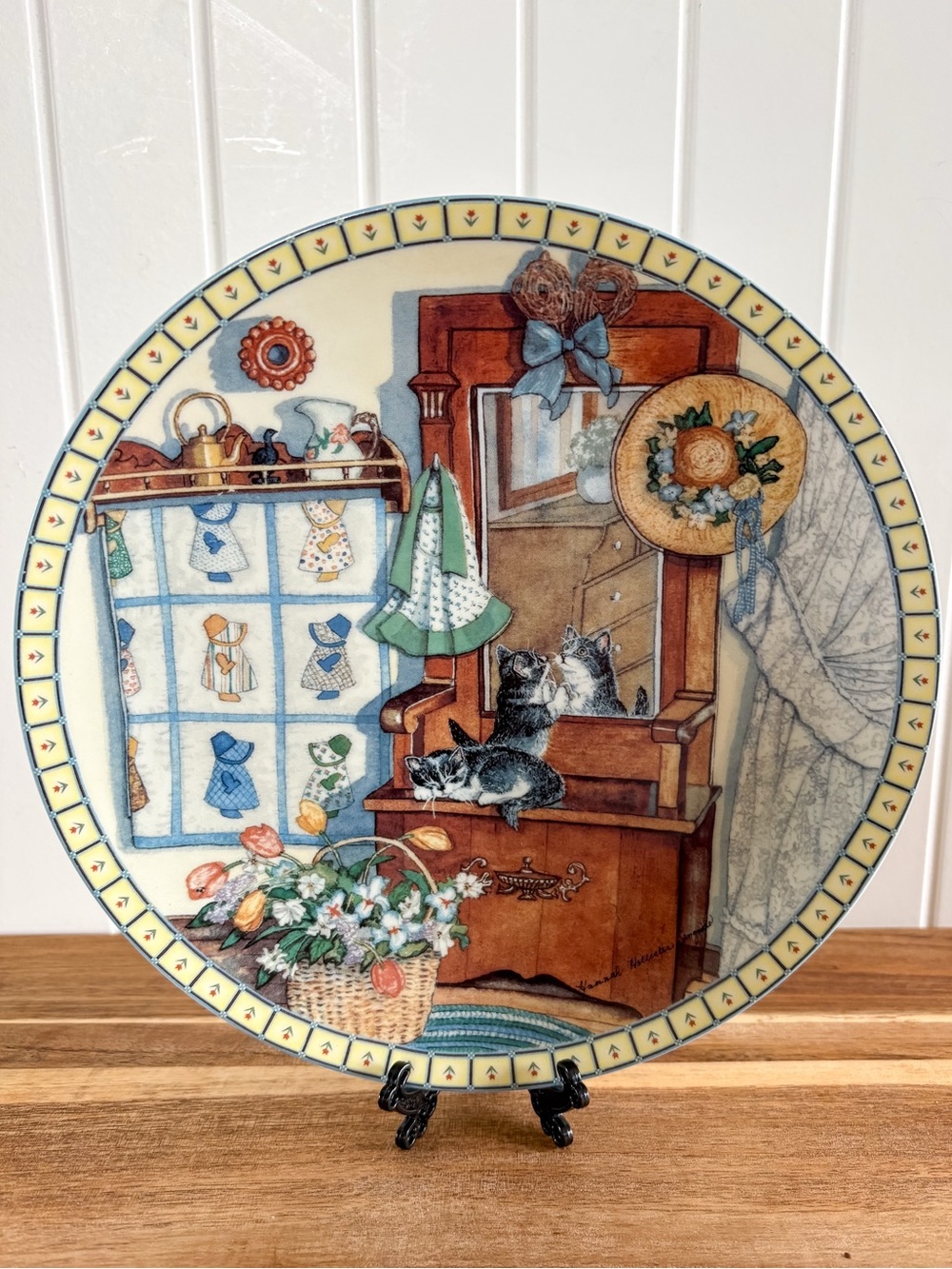 Vintage 1991 Knowles Mirror Mischief Kitten Cat Plate Hannah Ingmire 8.125”